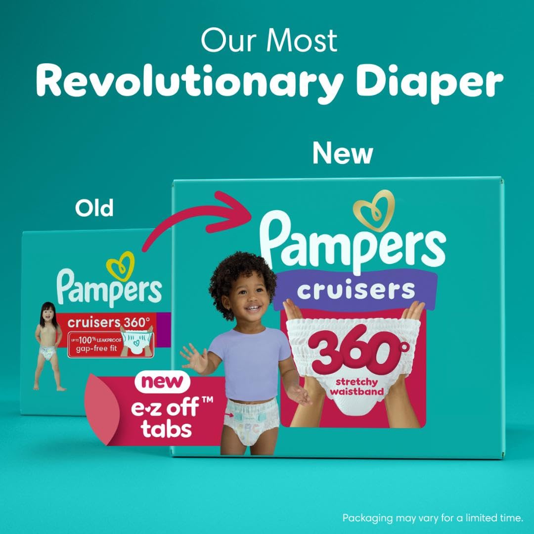 Pampers Diapers - Cruisers 360 - Size 6, 104 Count, Babyproof up to 100% Leakproof Pull-On Diaper