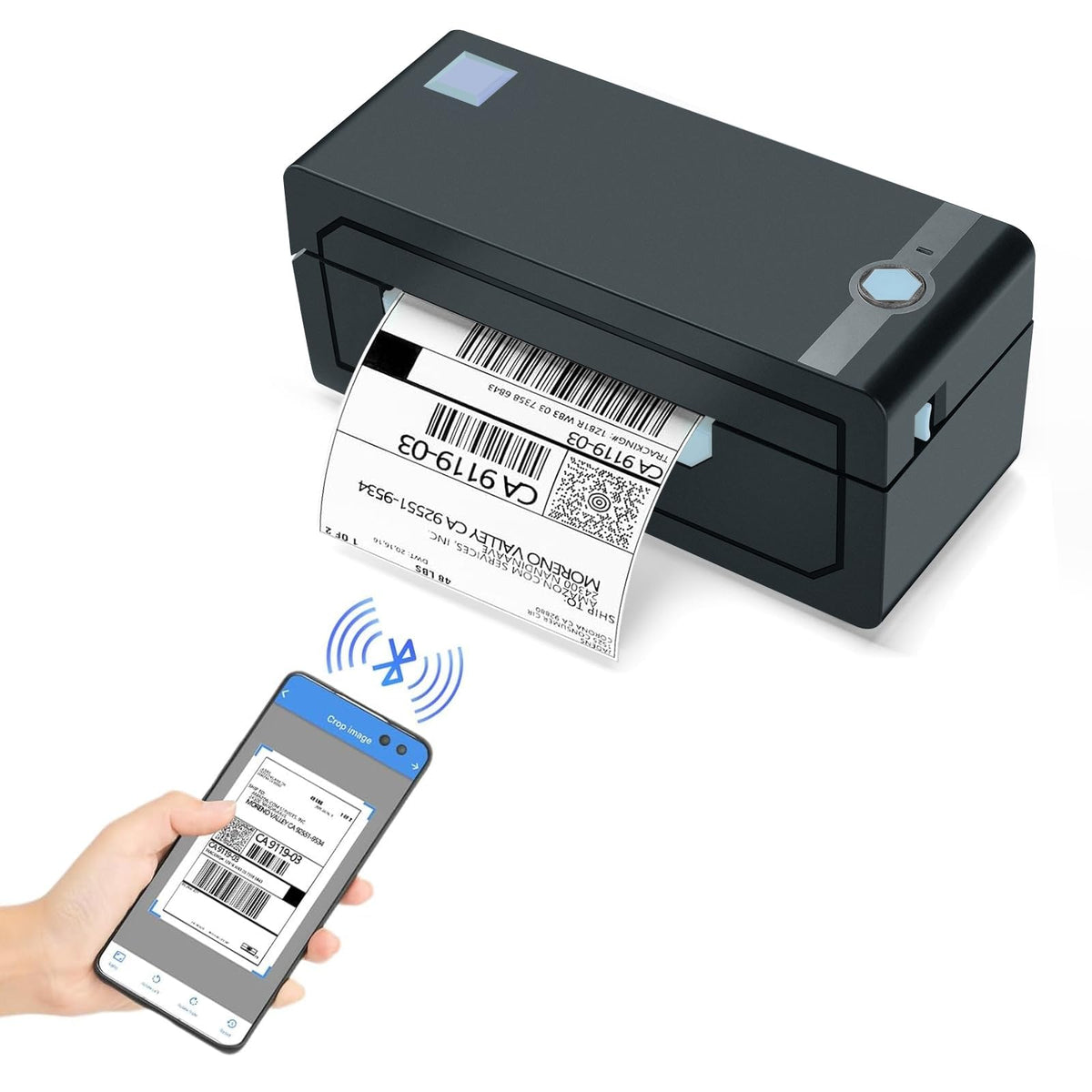 JADENS Bluetooth Thermo-Versandetikettendrucker - Kabelloser 4x6 Versandetikettendrucker, kompatibel mit Android&iPhone und Windows, weit verbreitet für Ebay, Amazon, Shopify, Etsy, USPS