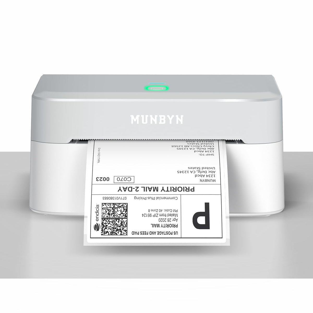 طابعة ملصقات حرارية بلوتوث MUNBYN RW403B، طابعة ملصقات شحن لاسلكية بحجم 4×6 للأعمال الصغيرة، متوافقة مع أندرويد، آيفون، ويندوز، ماك، كروم بوك، عرض الطباعة 1.57"-4.25"