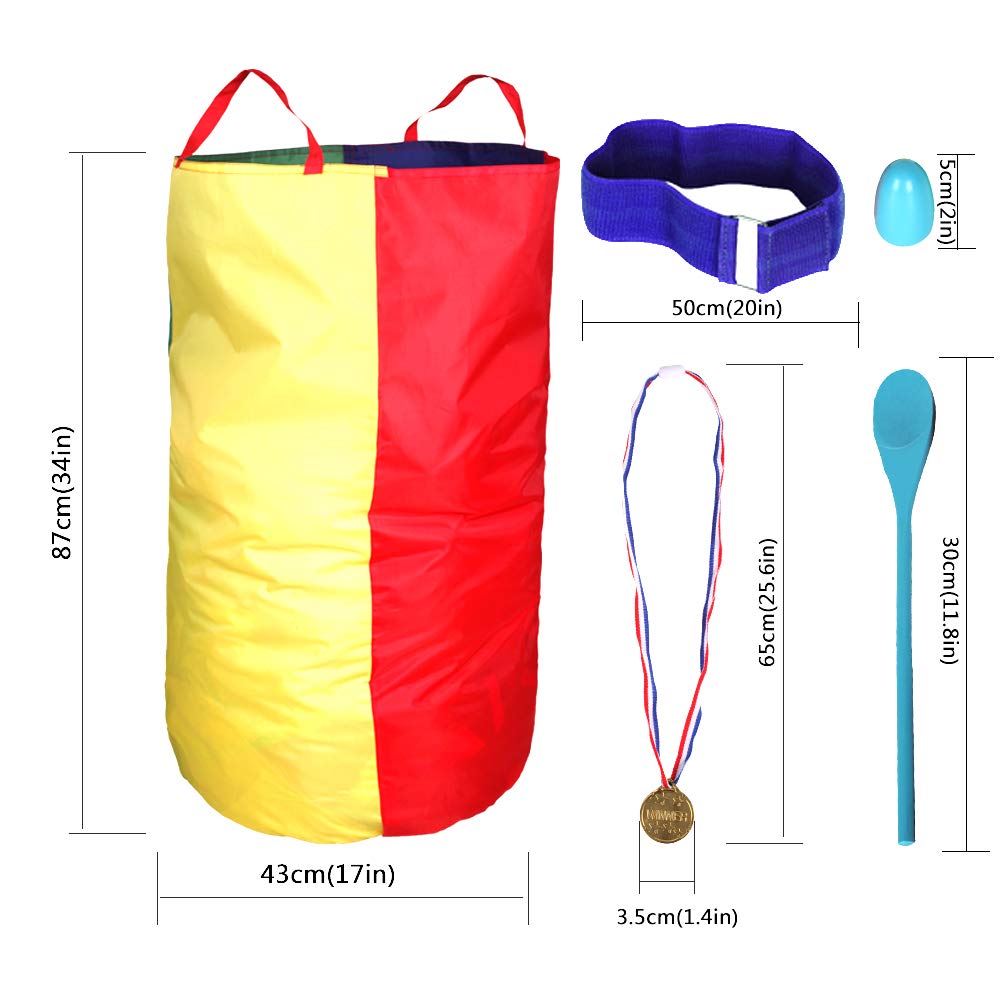 CWLAKON Outdoor Games, Potato Sack Race Bags for Kids Adults, Egg Spoon Relay Race, 3 Legged Race Bands, Birthday Party, Field Day Family Reunion Carnival Outside Yard Lawn Easter Fall Festival Games