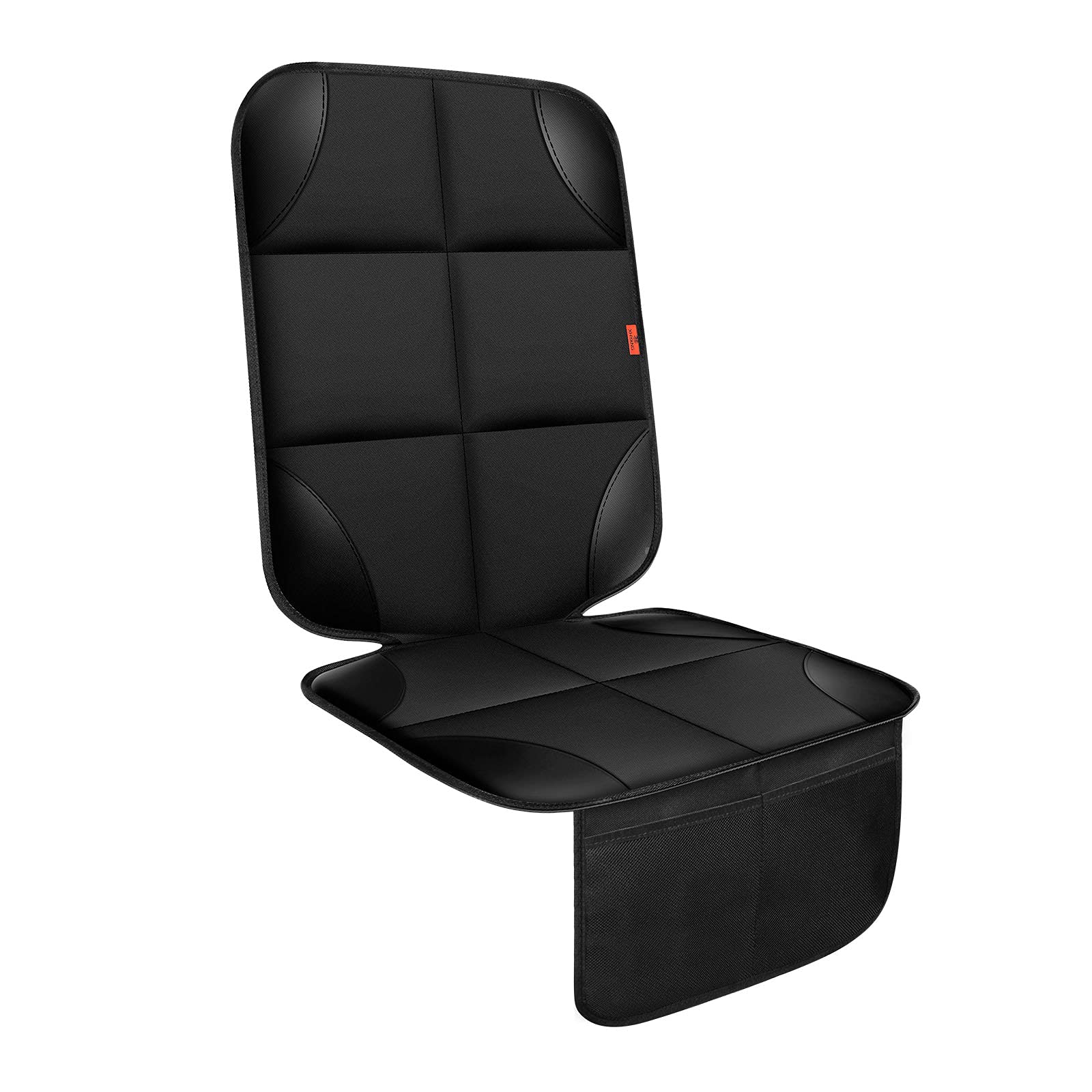 XHYANG Car Seat Protector 1 Pack Car Seat Cushion Mat Thickest Padding,Waterproof 600D Fabric Car Seat Covers for Non-Slip Backing Mesh Pockets for Baby and Pet (Black, 1 Pack)