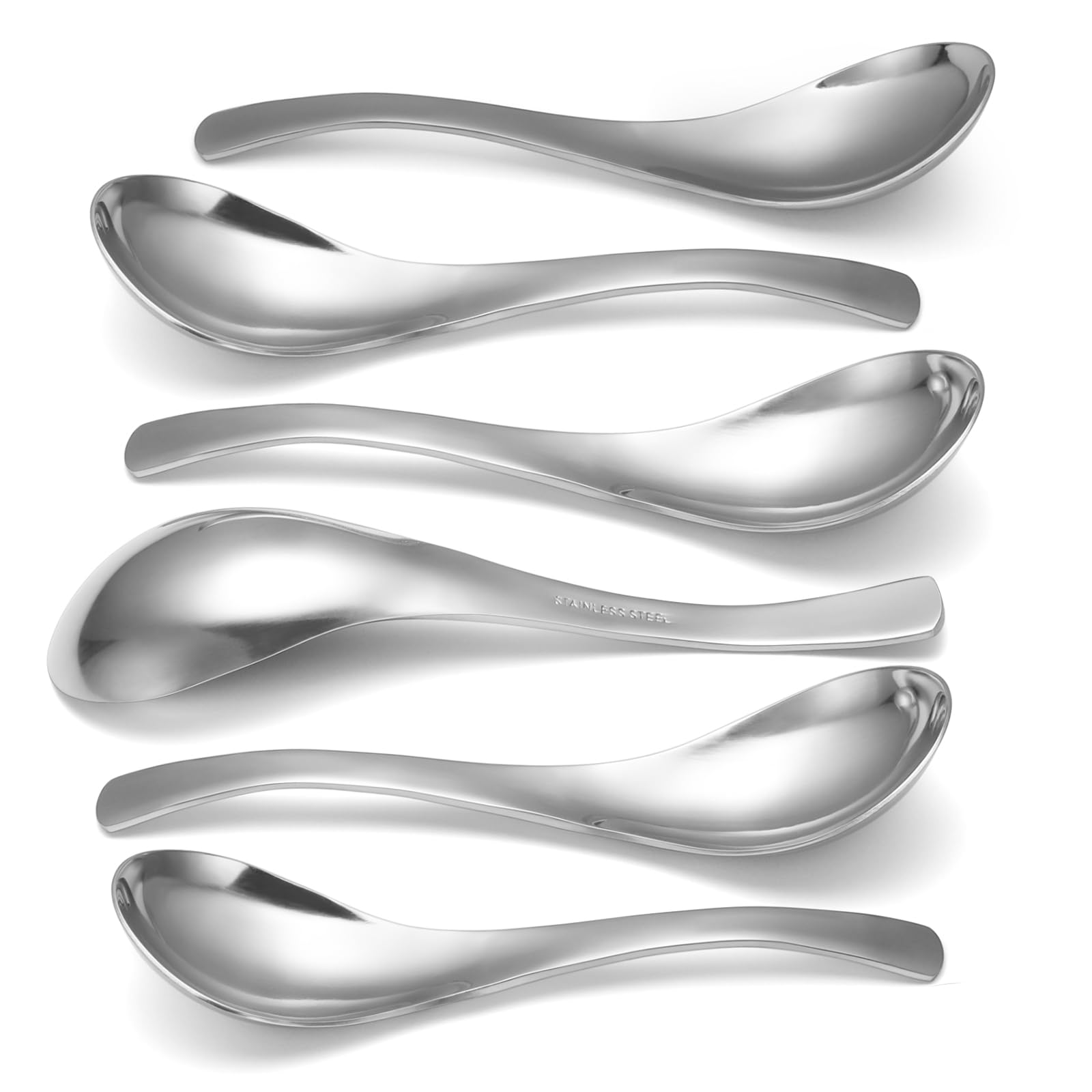 HIWARE Robuste, schwere Suppenlöffel, hochwertige Edelstahl-Suppenlöffel, 6er-Set