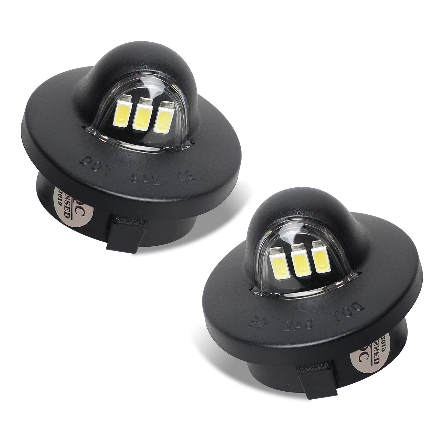 RUXIFEY LED Kennzeichenbeleuchtung Kennzeichenleuchte Baugruppe kompatibel mit Ford F150 F250 F350 Super Duty Ranger Explorer Bronco Excursion Expedition, 6500K Schwarz, 2er-Pack