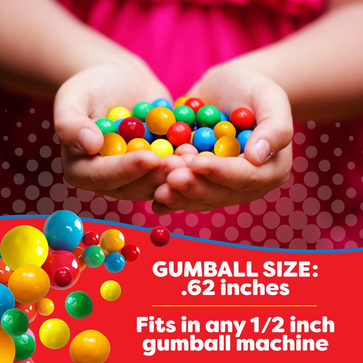 American Gumball Company Refill Gumballs 2 Pound Bag - .62 inch Small Gumballs for 1/2" Gumball Machine, Assorted Flavors