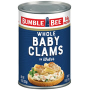 Bumble Bee Whole Baby Canned Clams, 10 oz Can - Ready to Eat - 14g Protein per Serving - Gluten Free