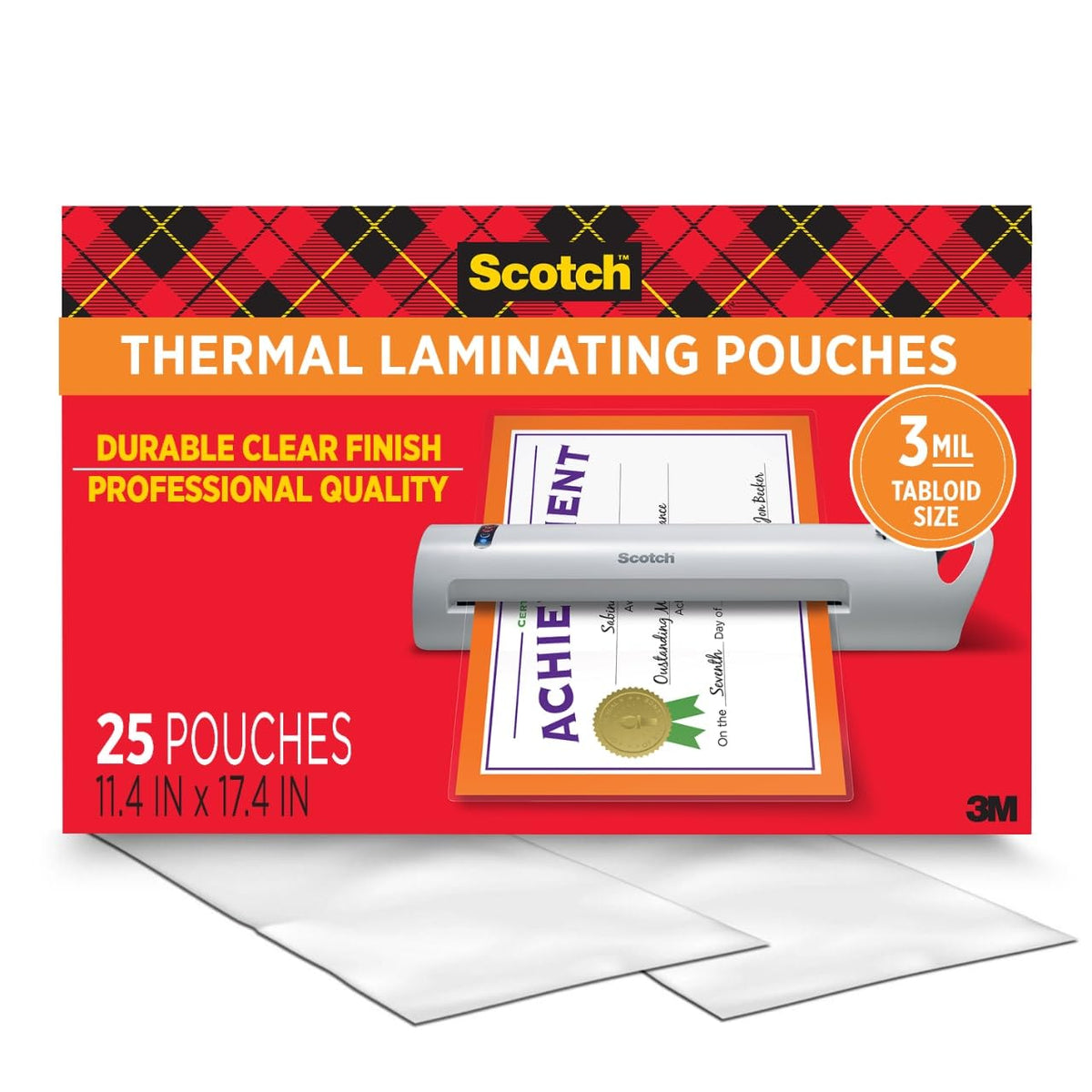 Scotch Thermal-Laminierfolien, Legal-Format 27,9 x 43,2 cm, 25er Pack Laminierfolien, 3 mil, Schul- & Bastelbedarf, zur Verwendung mit Thermolaminiergeräten
