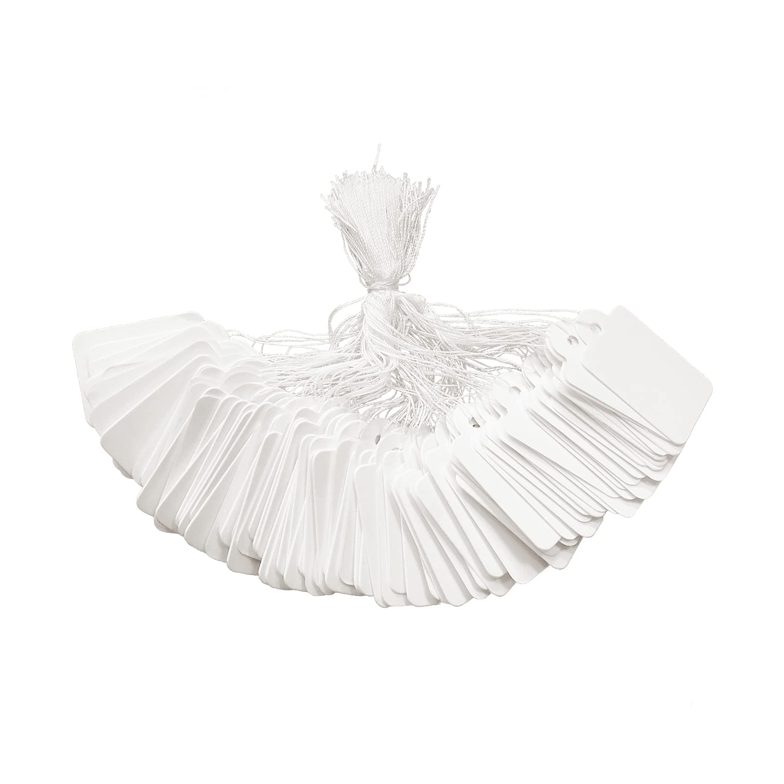 200 White Price Display Tags with String for Jewelry, Clothing - 1.38 x 0.87 Inches