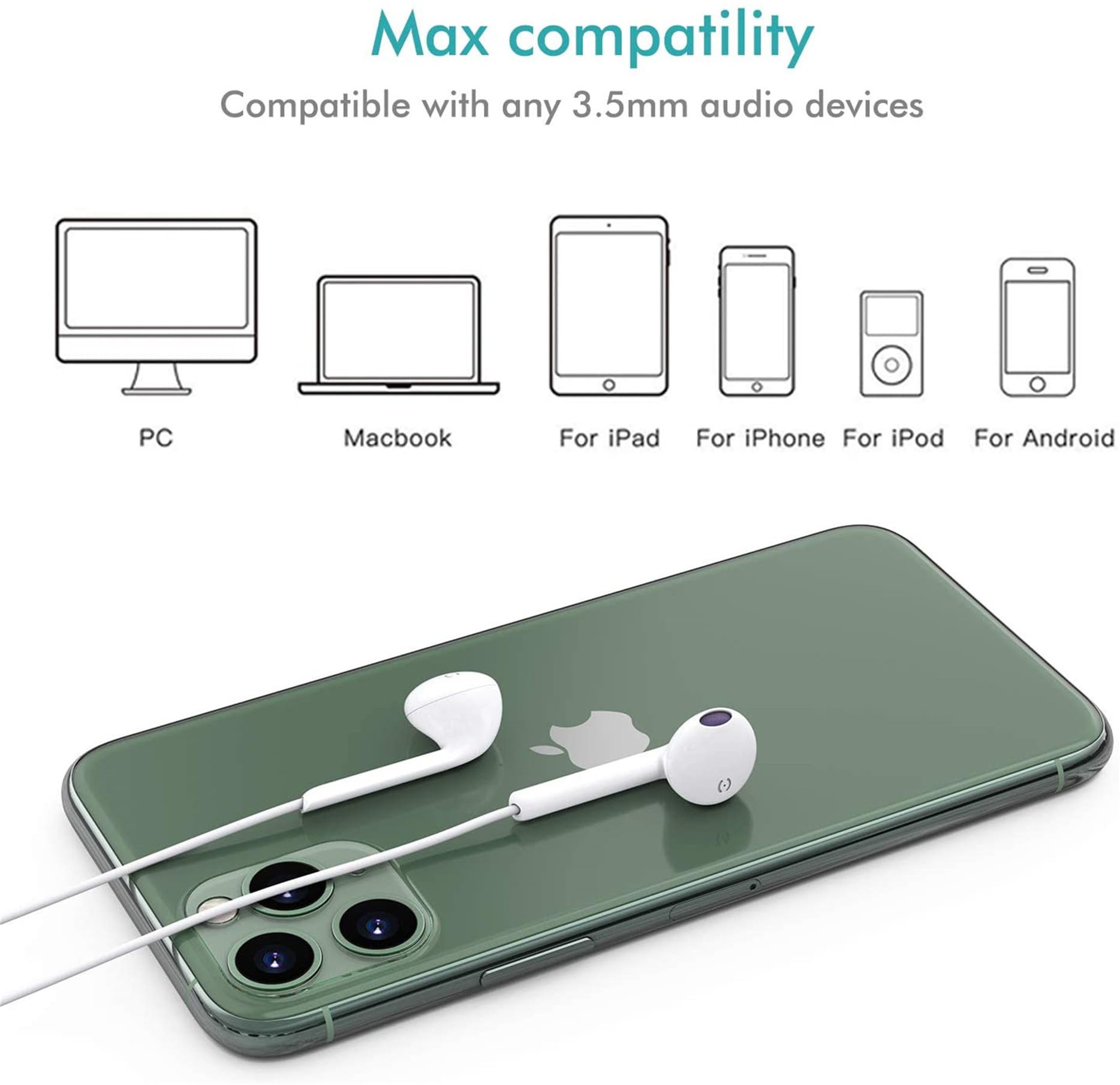 Snowhit 2 Pack Wired iPhone Earbuds/iPhone Headphones/Earphones with 3.5mm Wired [MFi Certified] with Mic, Volume Control for iPhone/iPad/iPod/Computer/MP3/4/Android Most 3.5mm Audio Devices