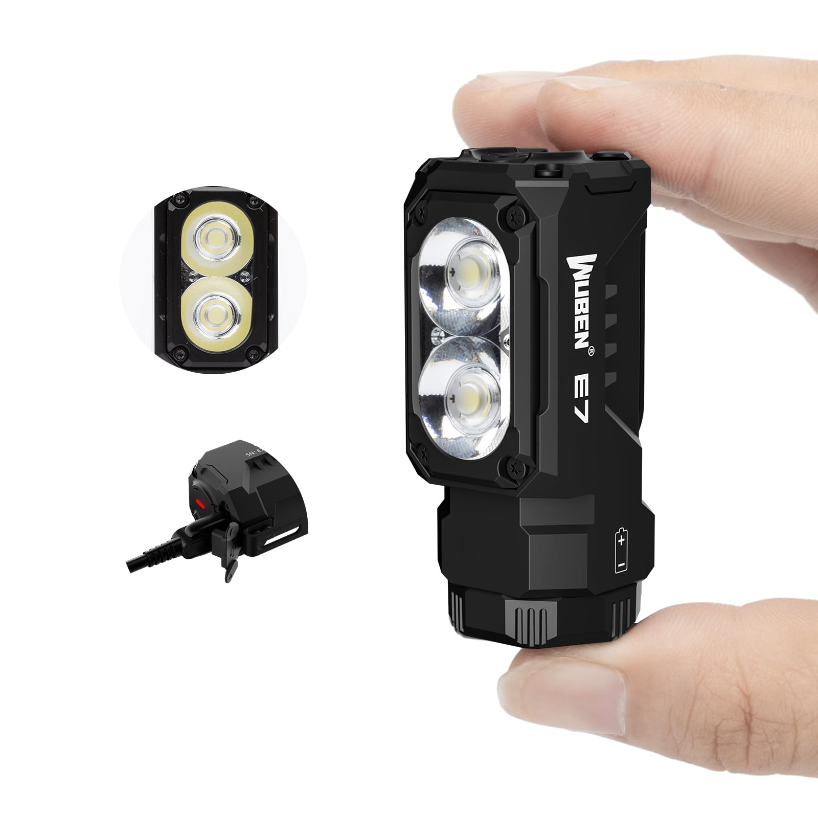 WUBEN E7 1800 Lumen Rechargeable Mini Flashlights with Magnet - Super Bright 6 Modes EDC Flashlight, Typ-C Rechargeable LED; IP68 Pocket Flashlight for Headlamp Use, Rescue, Camping