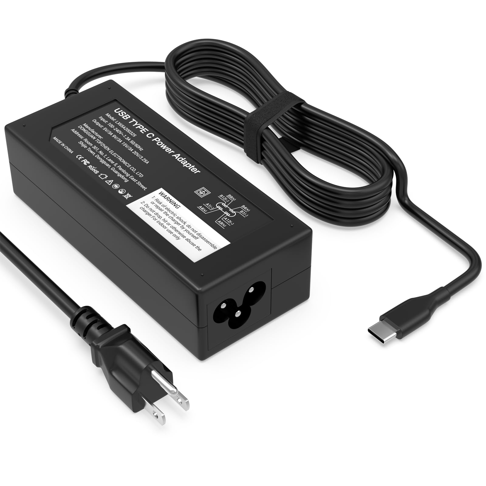 GKLSPL شاحن لابتوب USB C بقوة 65 واط متوافق مع لابتوب Dell والمزيد من أجهزة الشحن USB من النوع C