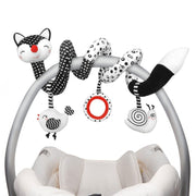XIXILAND Baby Spiral Plush Toys, Black and White Baby Car Seat Toys, High Contrast Infant Newborn Toy 0-6 Months for Stroller Crib Mobile, Sensory Toy Best Gift for 0 3 6 9 12 Months Boys Girls