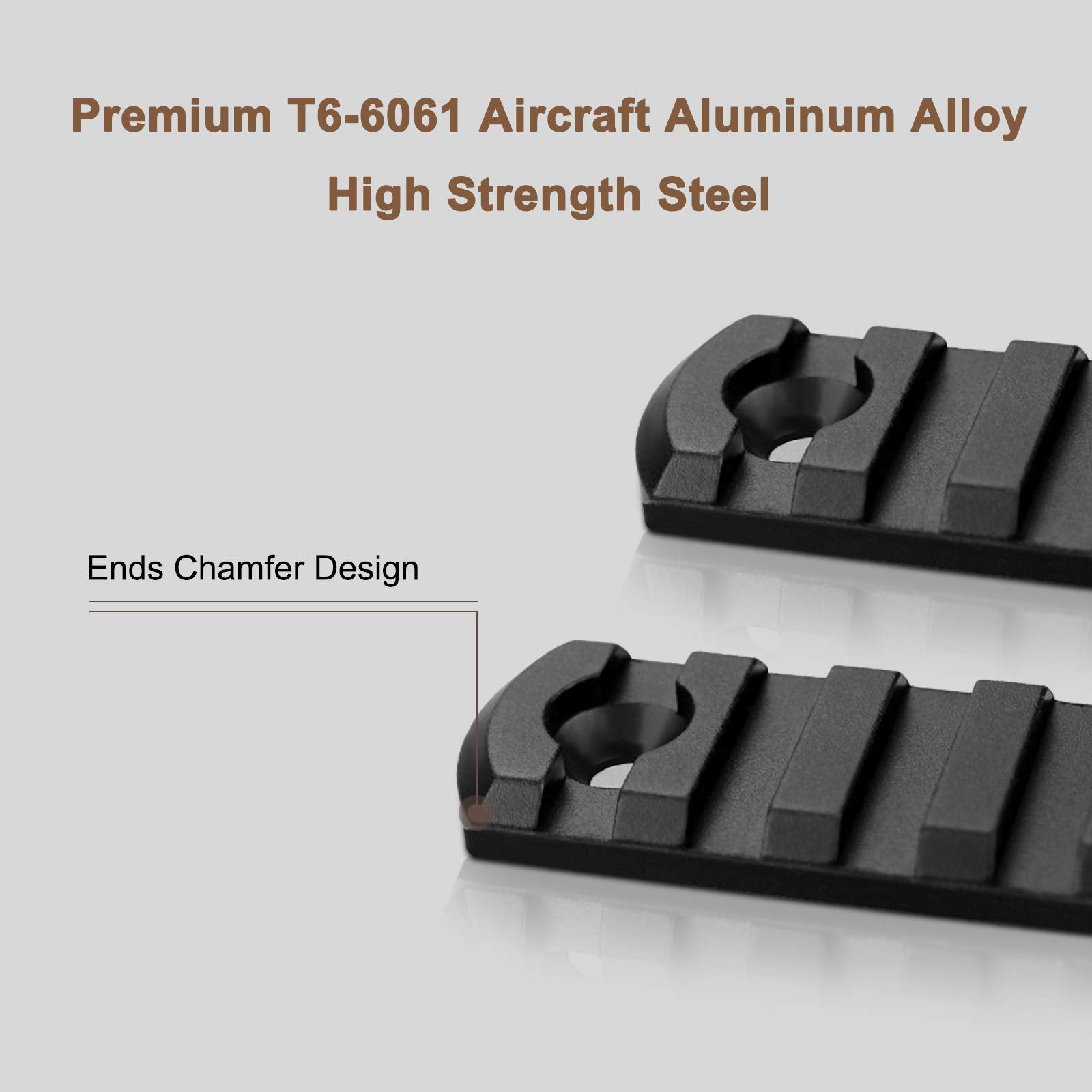 Bontok Single Picatinny Aluminum Accessory Rail Set 3 5 7 9 11 13 Slots with 13 T-Nuts & Screws, 6 Wrench-Rounded Corner