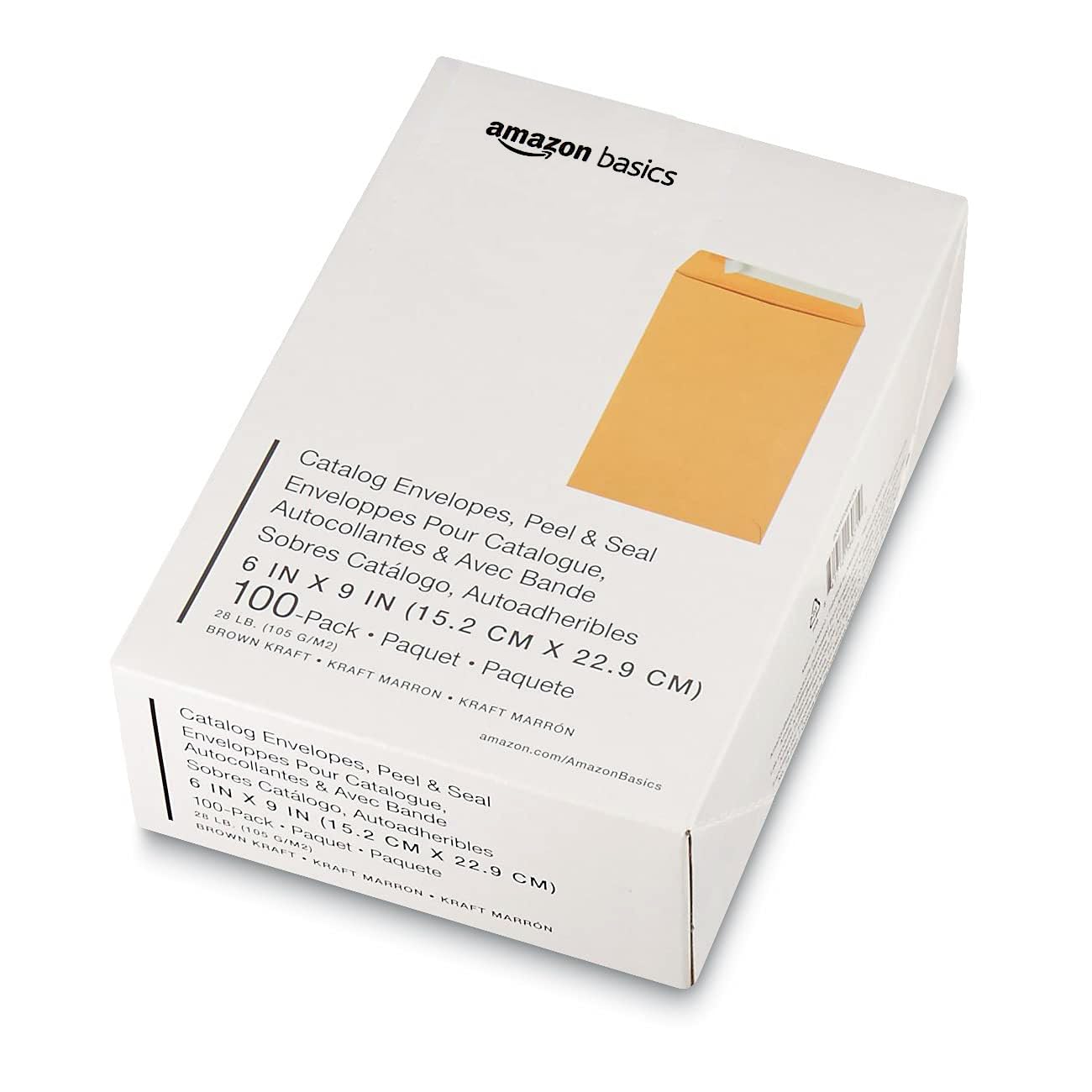 Amazon Basics Self Adhesive Catalog Mailing Envelopes, Peel and Seal, 6x9 Inch, Brown Kraft, 100-Pack