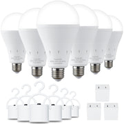DEBAOBULB 6 Pack Rechargeable Emergency Light Bulbs, Battery Powered Energy Efficient LED Light Bulb 6000K Daylight E26 120 Volt 9W 60W Equivalent with 1200mAh for Home Power Outage Camping Hurricane