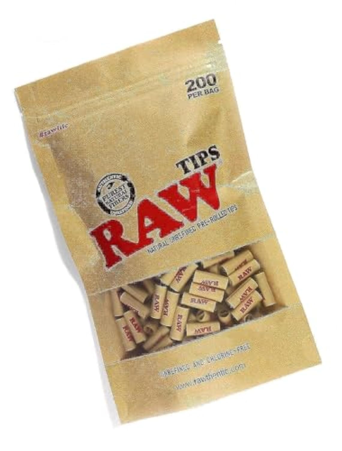 RAW Natural Unrefined Pre-Rolled Filter Tips – 1 Beutel mit 200 Tips