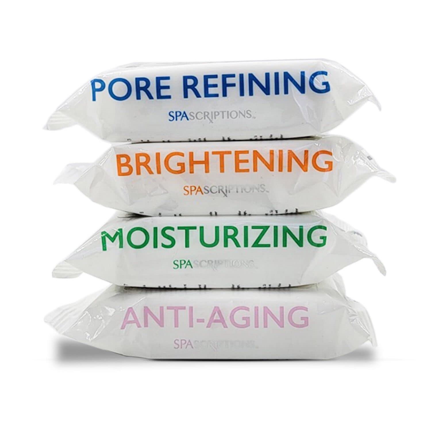Spascriptions™ Anti-Aging, Brightening, Moisturizing & Pore Refining Towelettes Removes Waterproof Makeup, Revives with Collagen, Vitamin C, Coconut Oil, and Aloe Hypoallergenic, 120 Ct. 4 Pack