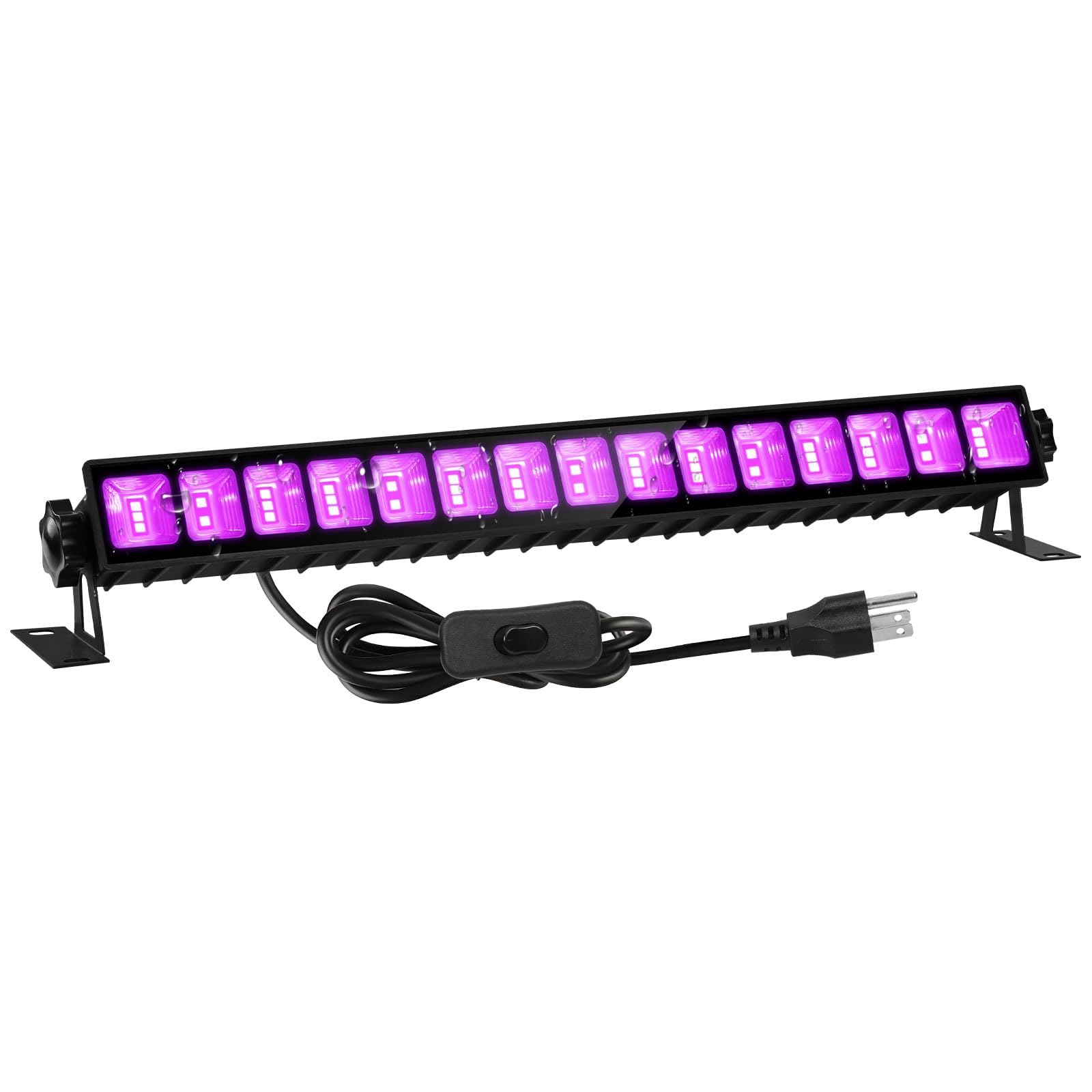 Verbesserte 36W LED Schwarzlichtleiste, Premium Flutlicht mit Stecker+Schalter+1,5m Kabel, beleuchtet 6,4x6,4m Fläche, für Halloween Glow Fluorescent Party Schlafzimmer Spielzimmer Bodypaint Bühnenbeleuchtung