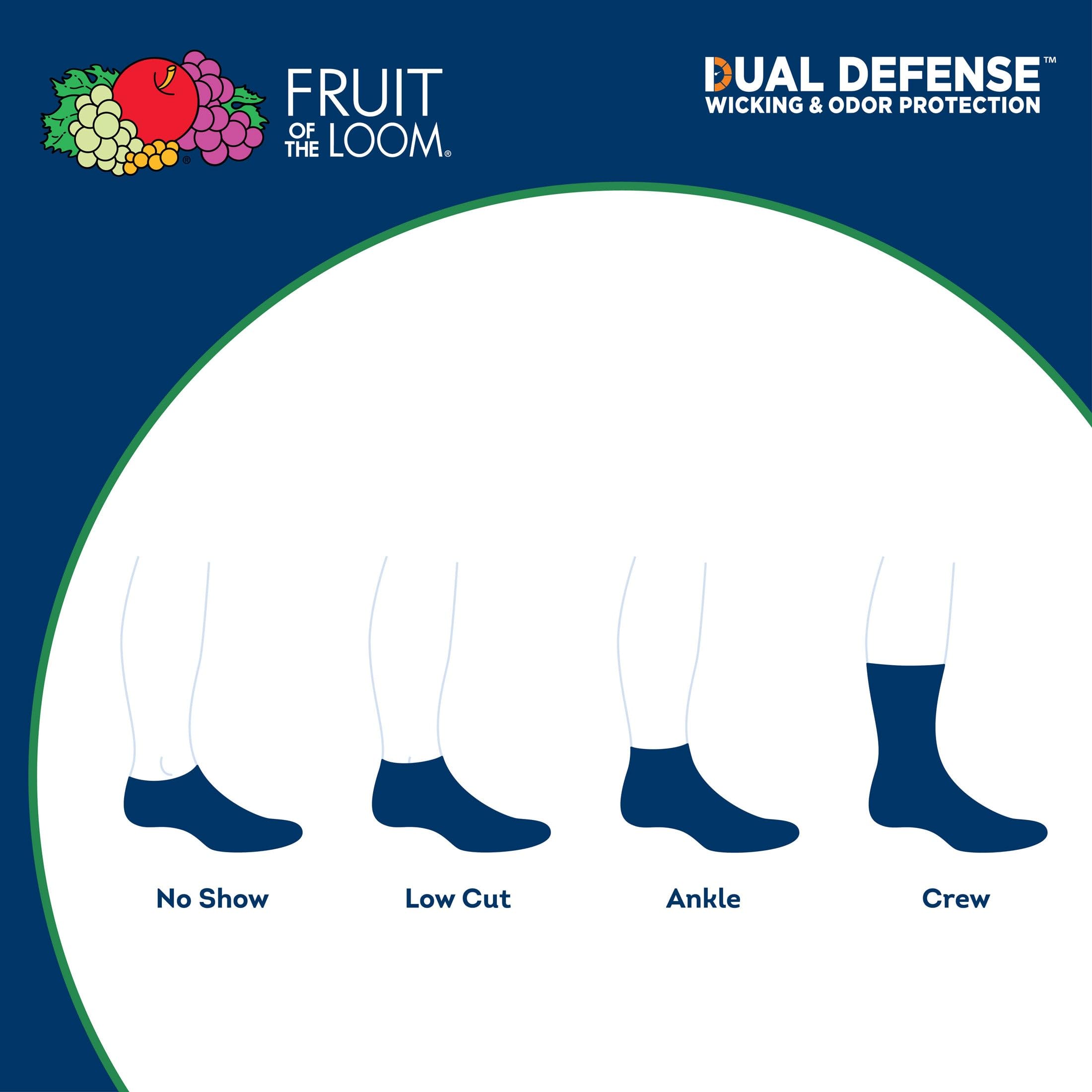 Fruit of the Loom Men's Dual Defense Low Cut Socks (12 Pack), Black, Medium (6 - 12)