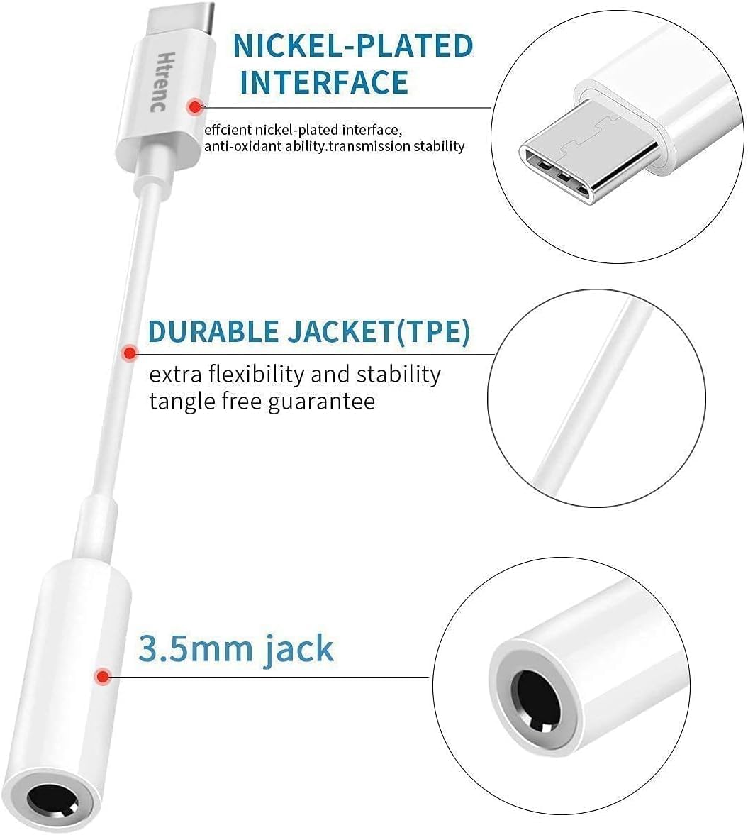 USB C to 3.5mm Headphone Jack Adapter for iPhone 16/16 Pro/15/15 Pro/Pro Max/Plus, Type C Aux Audio Dongle Cable Cord Compatible with iPad, Samsung Galaxy S23/S23/S22/S21Ultra, MacBook,Note（2 Pack）