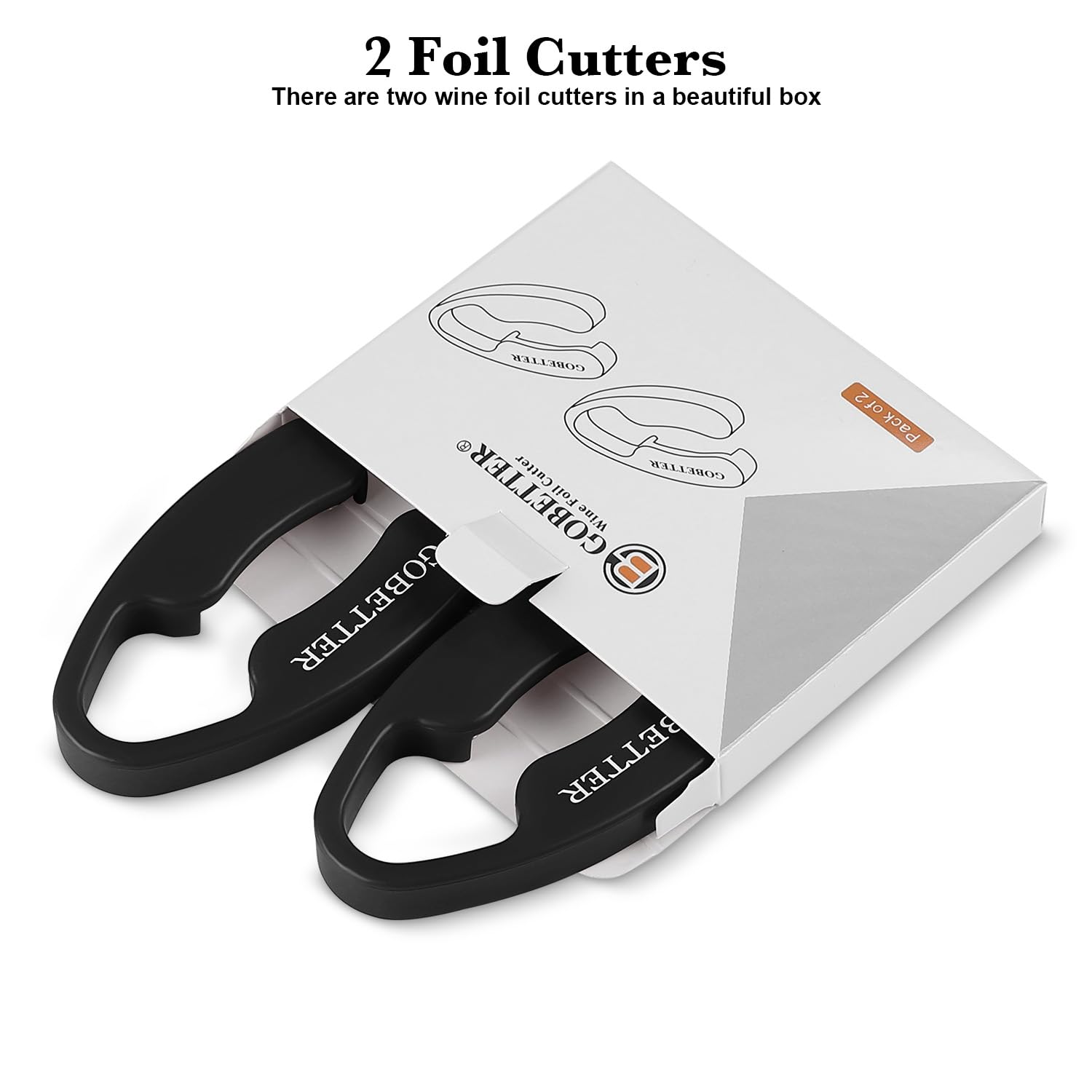 GOBETTER 2 Pcs Wine Foil Cutter Magnetic Design, 4 Stainless Blades Foil Remover Wine Bottles Opener Accessory, Removes Foil Top Effortlessly for Wine Lovers, Black