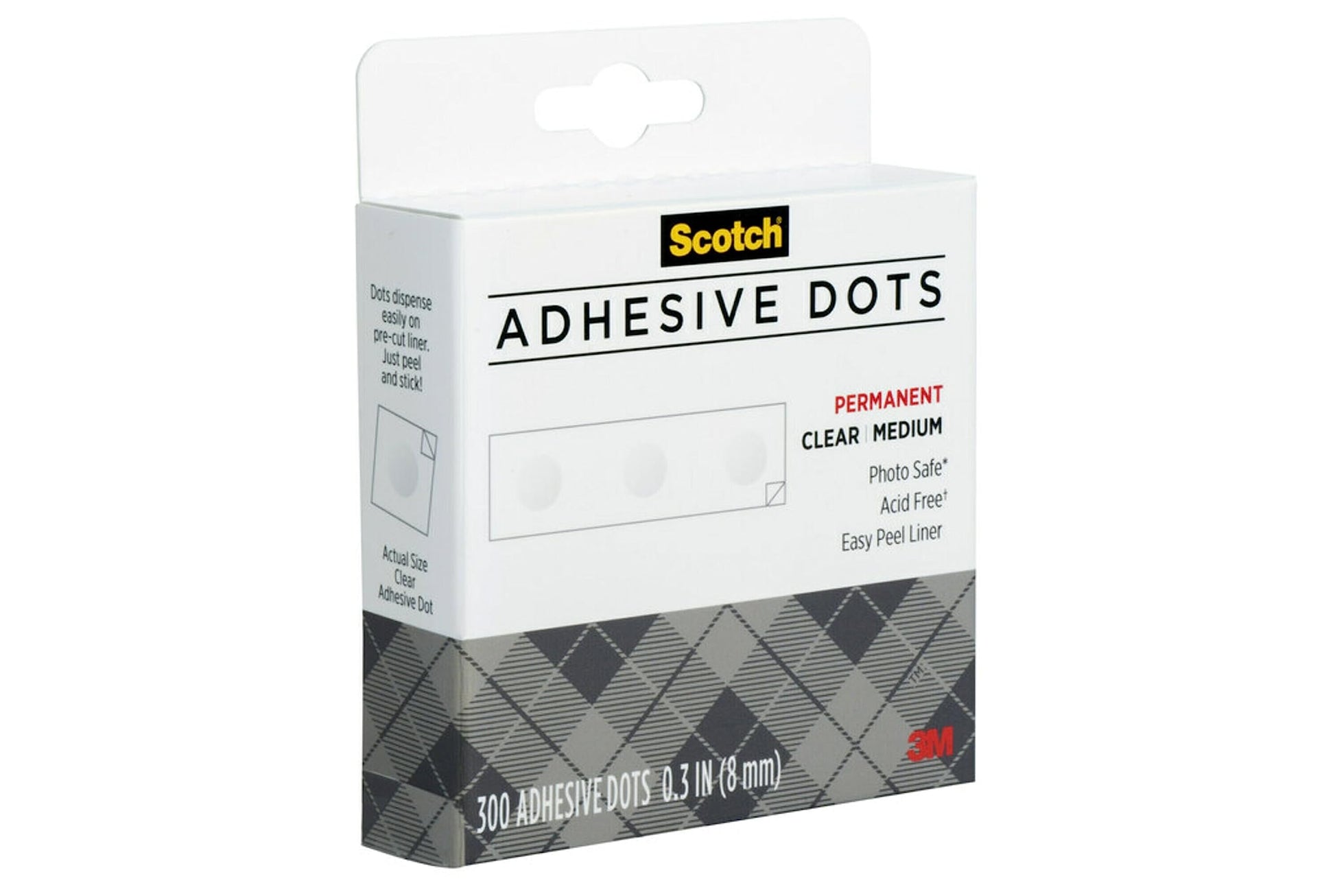 Scotch Adhesive Dots, Medium, 0.3 inches, 300 Dots/Pack, Easy Dispensing, Permanent, Photo-Safe, 1-Pack