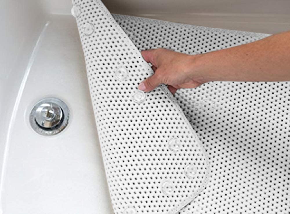 Deluxe Bathtub Mat Non Slip, Soft Foam Bath Mats for Bathroom Tub, Bathtub Mat with Drain Holes, Suction Cups- 36” X 17” - White