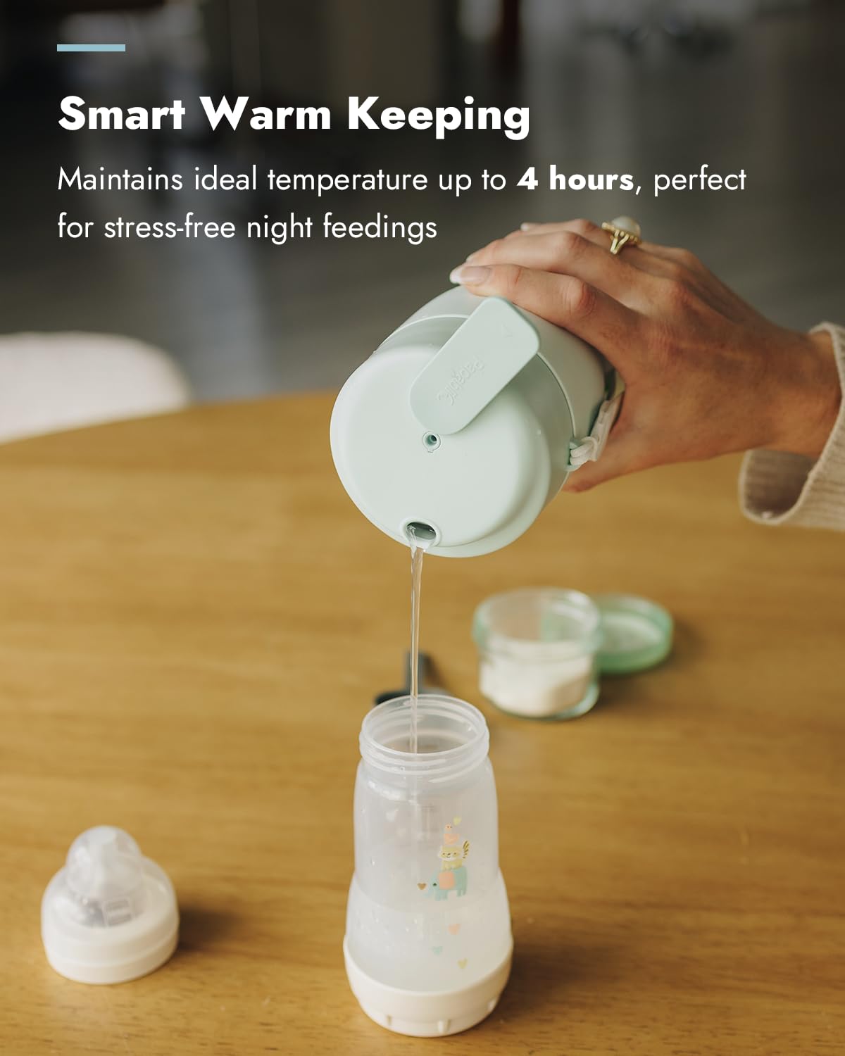 Papablic Pro Portable Bottle Warmer for Travel – Fast Heating, Built-in Sterilizer, 30W Fast Charge, 5-Temp Control, Easy-Clean Wide Mouth, Baby Milk Warmer for Breastmilk & Formula, Mint Green