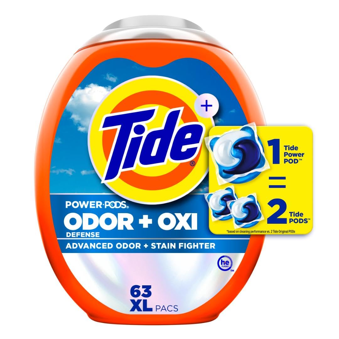 Tide Ultra OXI Power PODS mit Geruchsentfernern Waschmittel-Packs 63 Stück für sichtbaren und unsichtbaren Schmutz