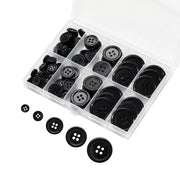 Lilaly 100 pcs Black Buttons for Crafts, 5 Sizes Mixed Round Sewing Buttons for Clothes, Suitable for for DIY Crafts, Coats, Shirts, Pants, Shorts