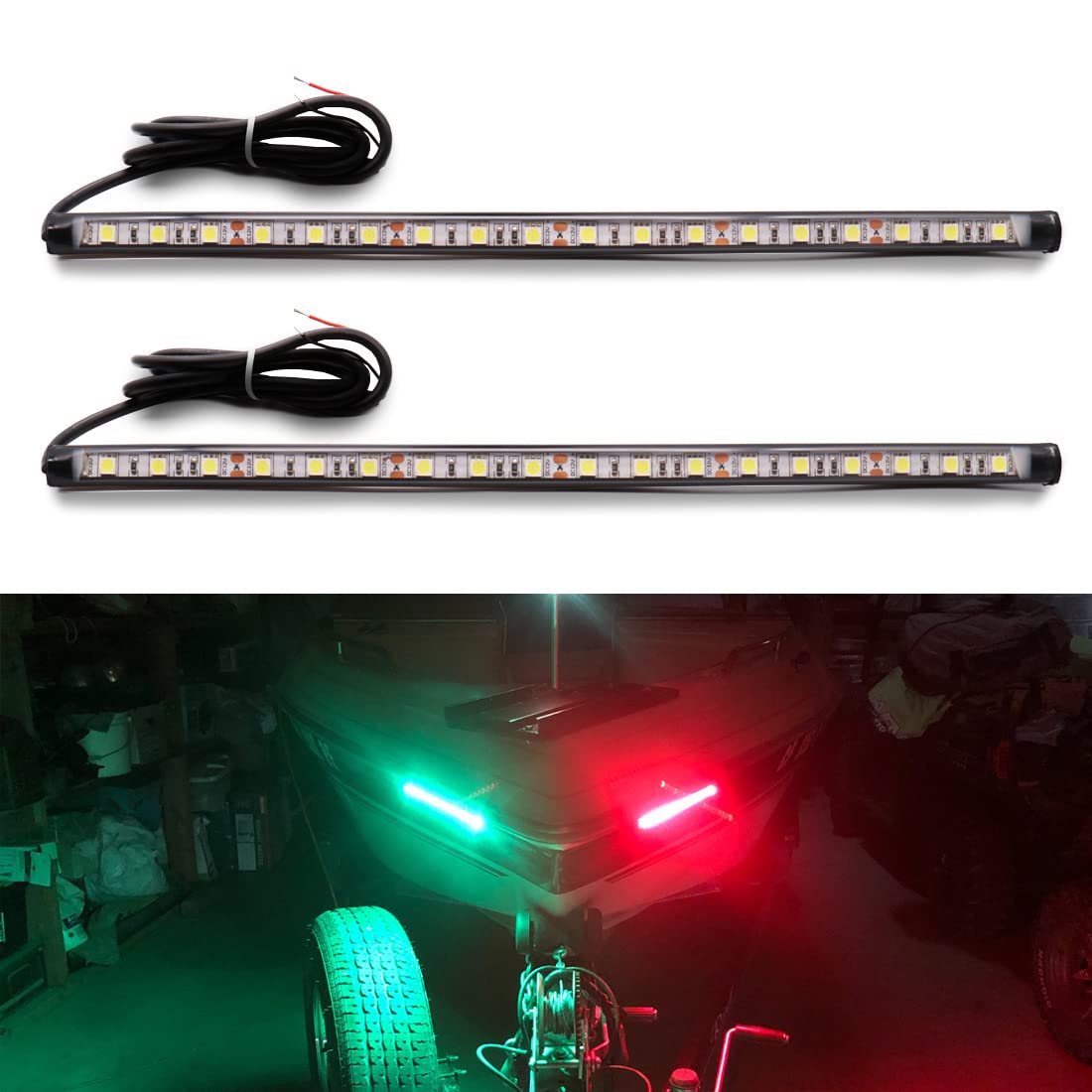 Botepon Navigation Lights for Boats led, Adhesive Install Red and Green Bow and Deck Lights for Night Fishing, IP67 Waterproot for for Pontoon, Bass, Dinghy, Kayak Jon Boat