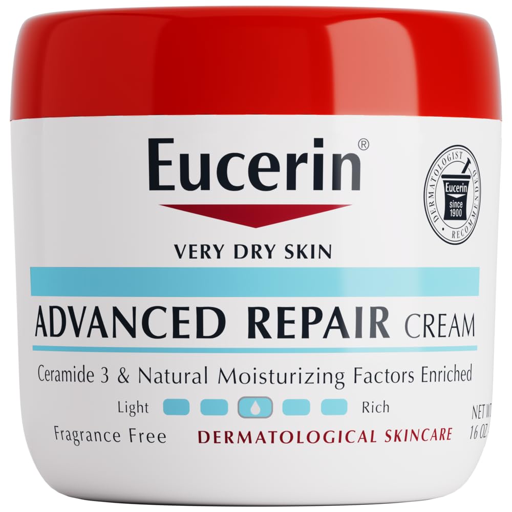 كريم الجسم Eucerin Advanced Repair للبشرة شديدة الجفاف، مرطب يومي للجسم خالٍ من العطور، برطمان 16 أونصة