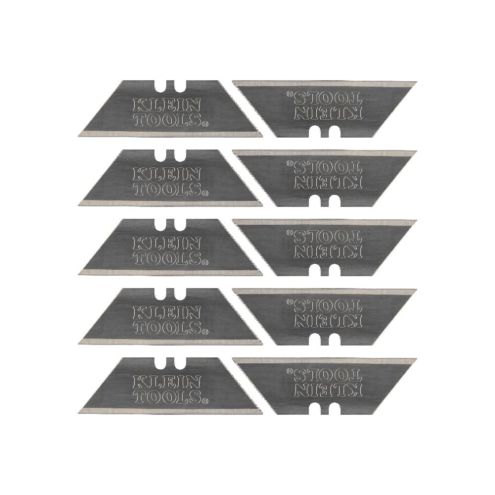 Klein Tools 44124 شفرات سكين متعددة الاستخدامات، شفرات بديلة من الفولاذ شديد التحمل ذات حواف ثلاثية الطحن لحدة تدوم طويلاً، عبوة من 10 قطع