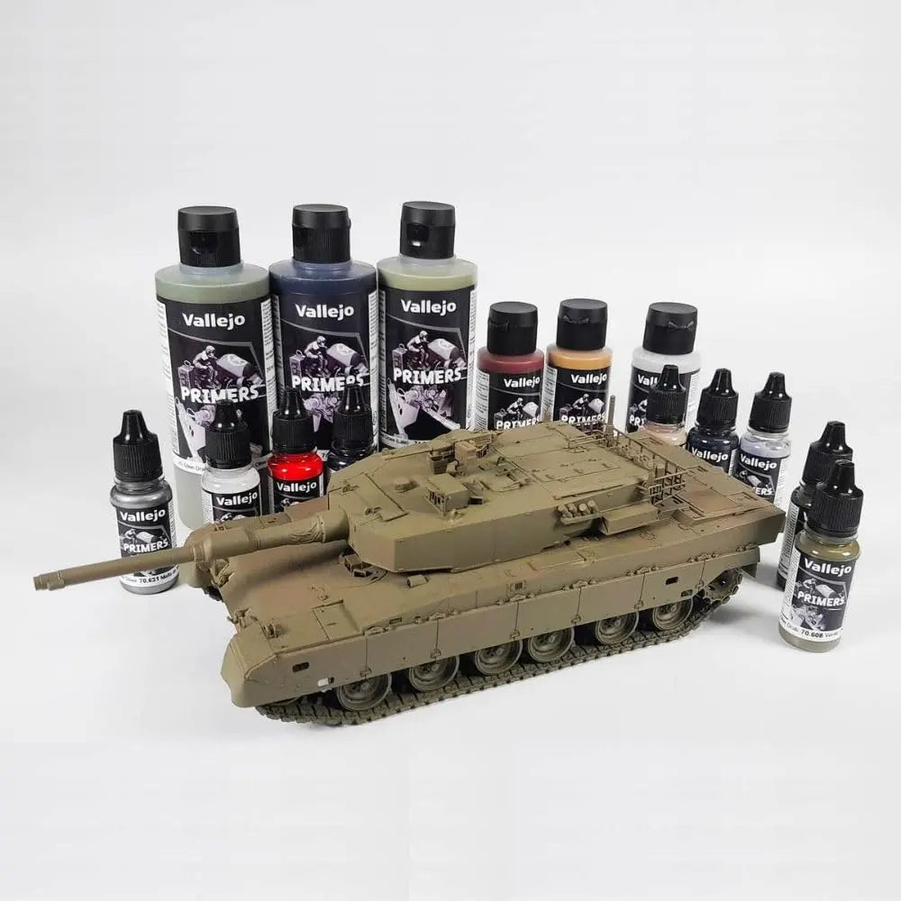 Vallejo - Surface Primer Color | Black Acrylic Primer 200 ml (6.76 fl.oz.) | Matte Finish and Fast Drying | Perfect for Airbrushing and Great Adhesion to Figurines and Scale Models