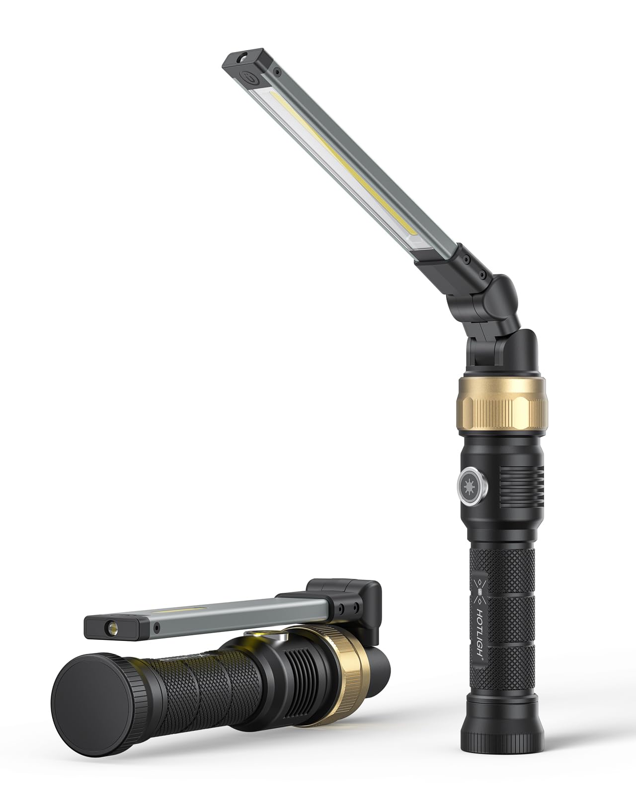 HOTLIGH Rechargeable Work Light - 5000mAh Magnetic Flashlight with 360 degrees Rotate Foldable Design, 1200 Lumens Led Work Light, 3 Lighting Modes Mechanic Light for Car Repairing/Emergency