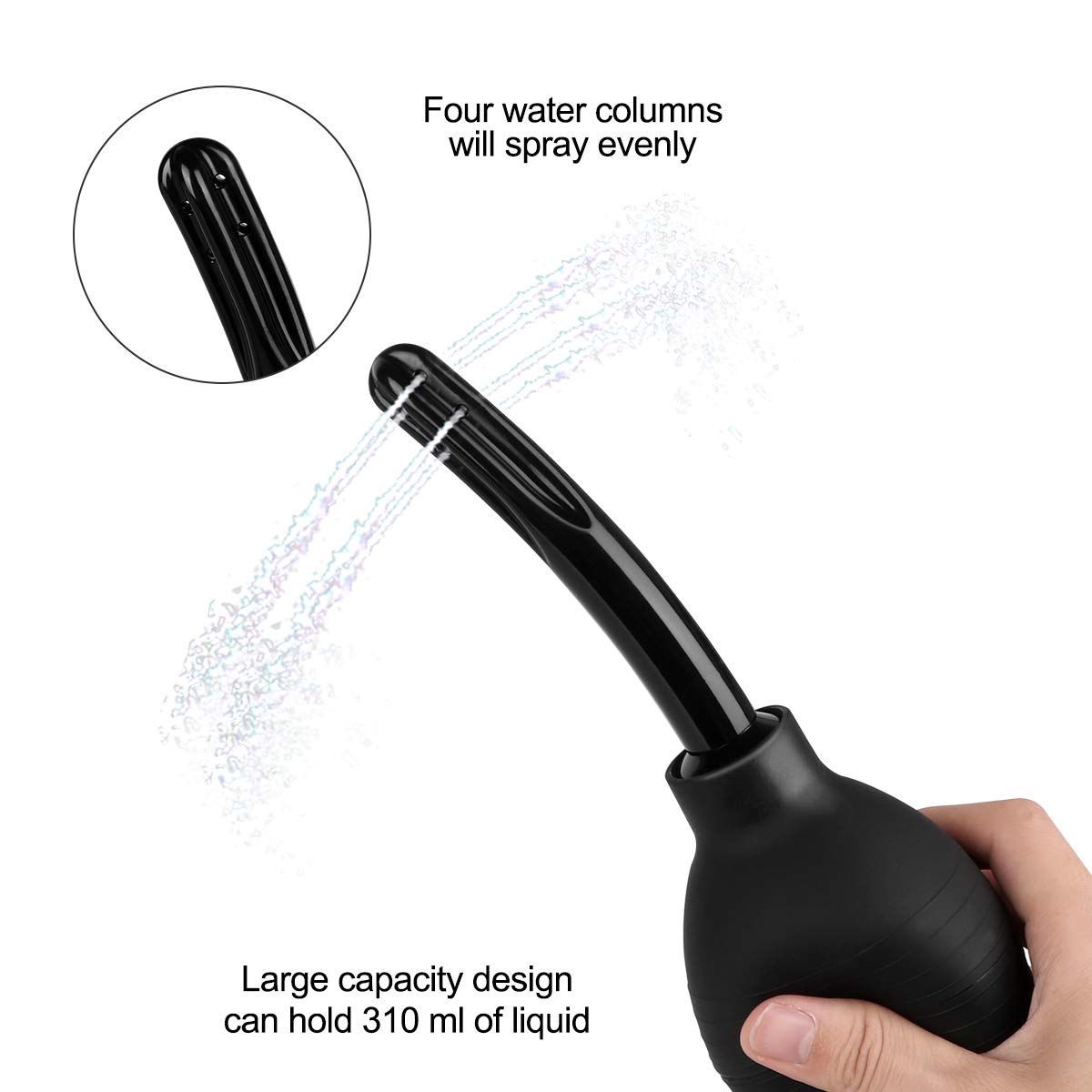 RANEU Enema Bulb Kit with Lube Anal Douche Superior Materials Douche for Men Women Made of Comfortable Material (Black)