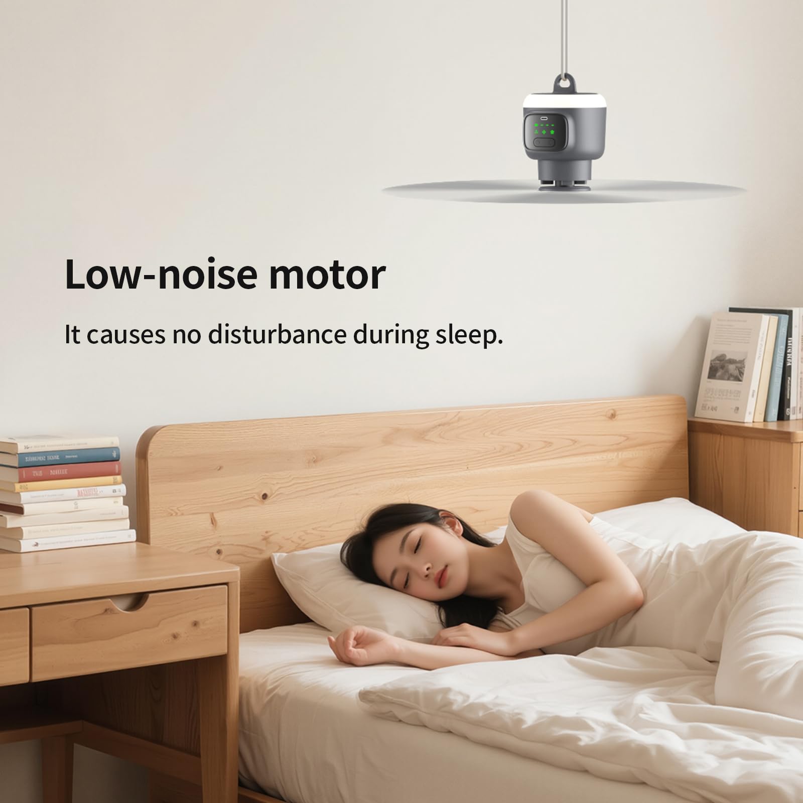 VVU&CCO 18' Portable Ceiling Fan with Light for Patio Canopy Tent Porch RV, 4 Speed Adjustment with Lighting, 8 Hours Timer & Use Time Up to 30H, 12000mAh Battery -operated Ceiling Fan with Remote