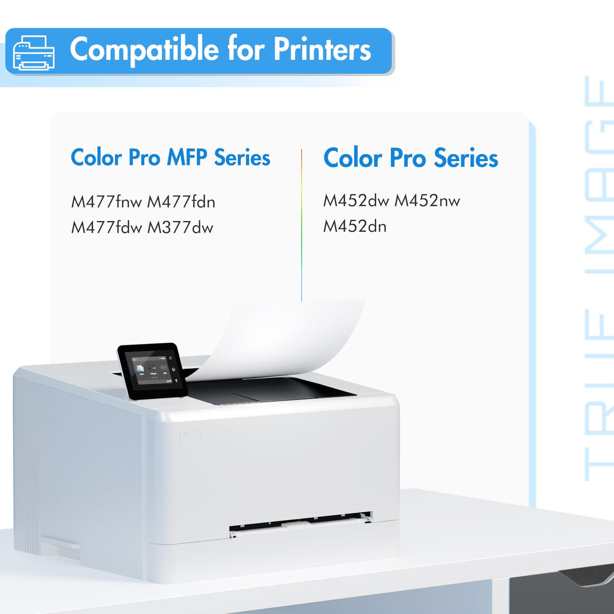 TRUE IMAGE Kompatible 410A Tonerpatrone Ersatz für HP 410A 410X 410 CF410A CF411A CF412A CF413A Color LaserJet Pro MFP M477fnw M477fdw M477fdn M452dn M452nw M477 Drucker (4er-Pack)