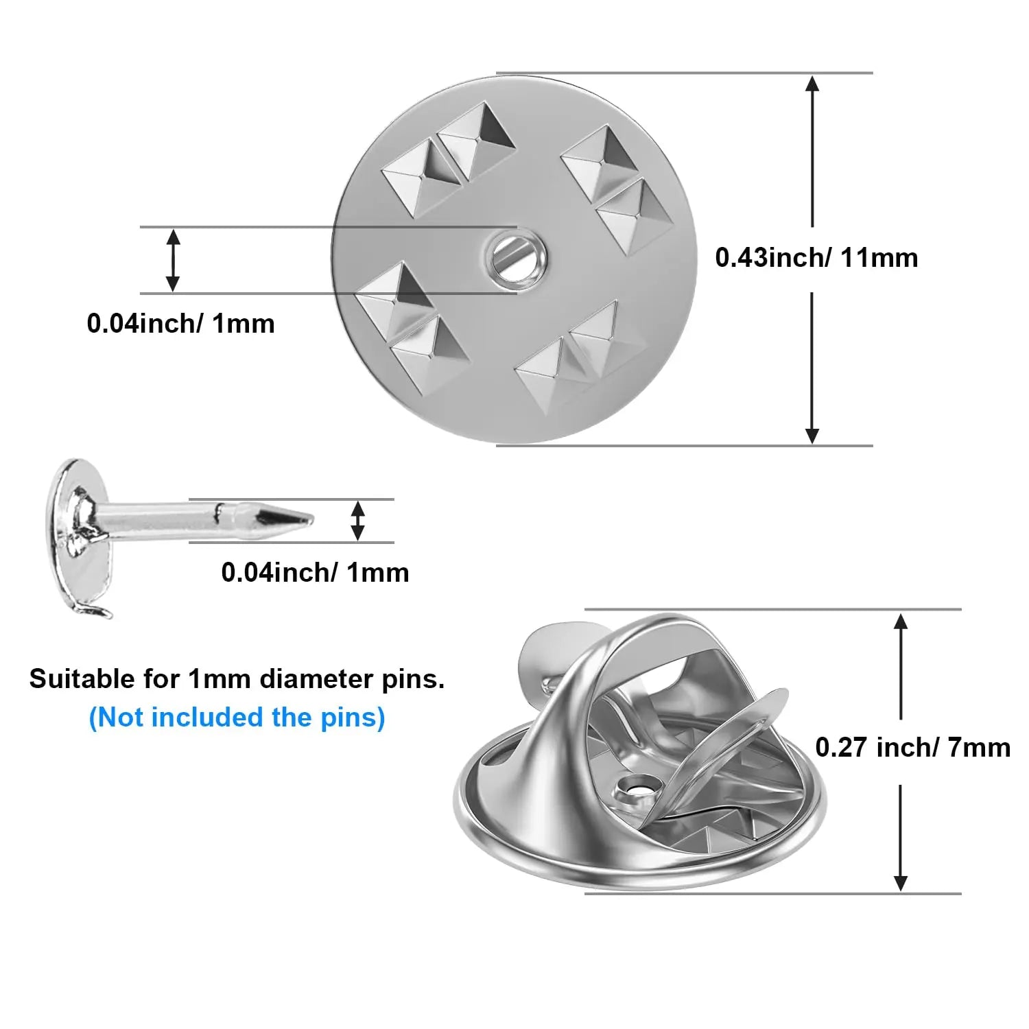 50PCS Metal Locking Pin Backs, Pin Keepers Locking Clasp, Badge Insignia Pin Backs Replacement (Silver)