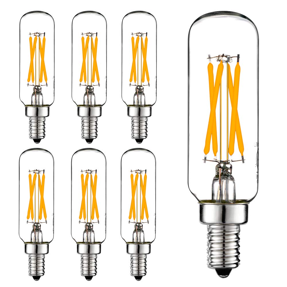 LiteHistory لمبات LED قابلة للتعتيم 6 واط مكافئة باللون الأبيض الدافئ 2700 كلفن T6 T25 E12 لمبة شمعدان 60 واط للثريات ومراوح السقف والمعلقات وشمعدانات الحائط تيار متردد 120 فولت 600 لومن لمبة E12 عبوة 6 قطع