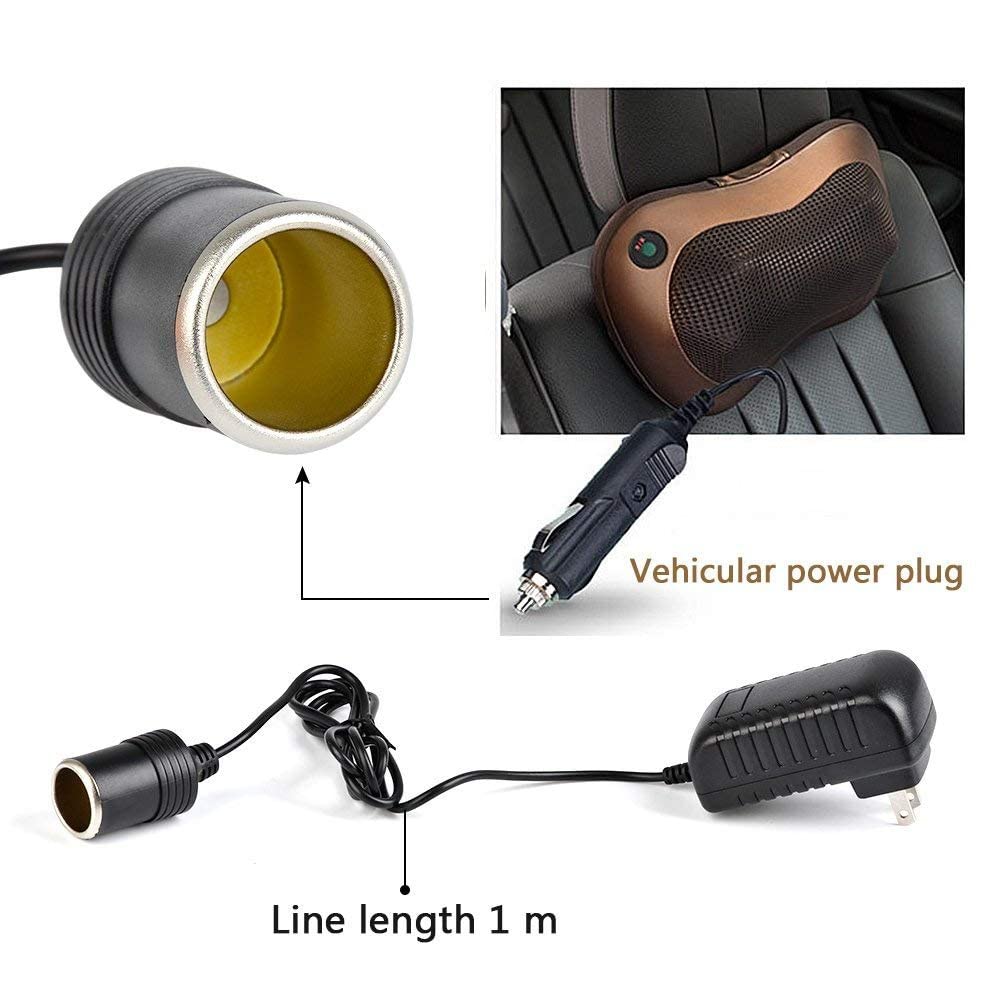 Yelesley AC to DC Converter 2A 24W Car Cigarette Lighter Socket 110-240V to 12V AC/DC Power Adapter Black