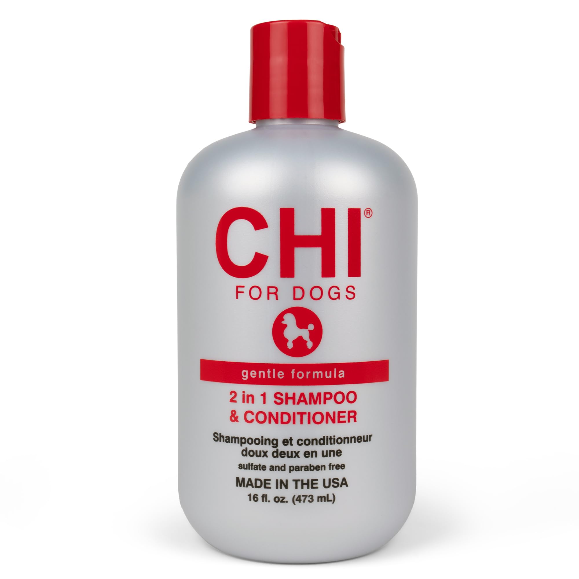 CHI for Dogs Sanftes 2-in-1 Shampoo und Spülung – Glättende und Reinigende Formel für Welpen und ausgewachsene Hunde – pH-balanciertes Hundeshampoo für alle Felltypen – 473 ml