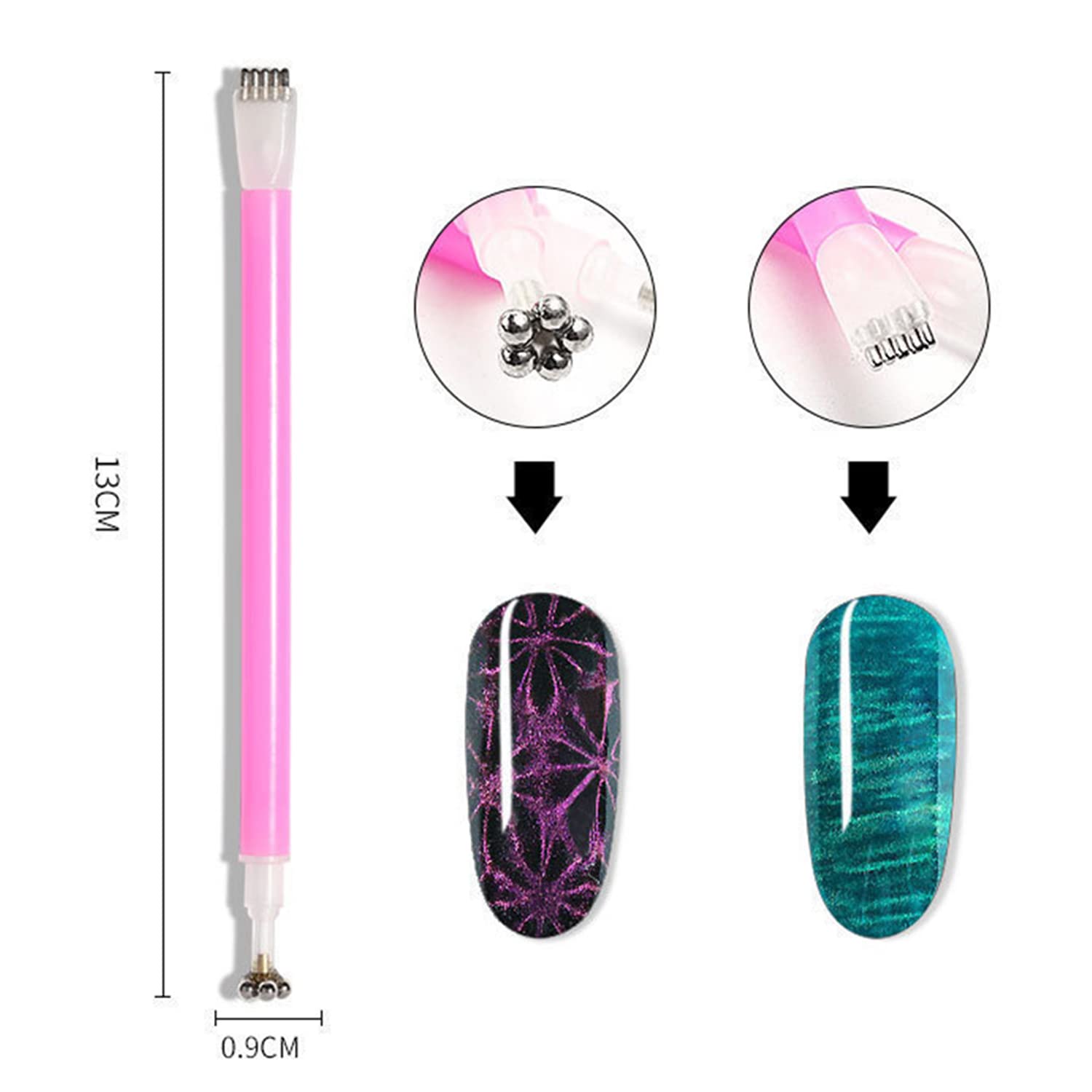 SILPECWEE 15Pcs Nail Magnet Set Cat Eye Gel Nail Polish Magnet Wand Magnetic Nail Polish Cat Eye Magnet for Nails Cat Eye Magnets Sticks Nail Design Tools Nail Art