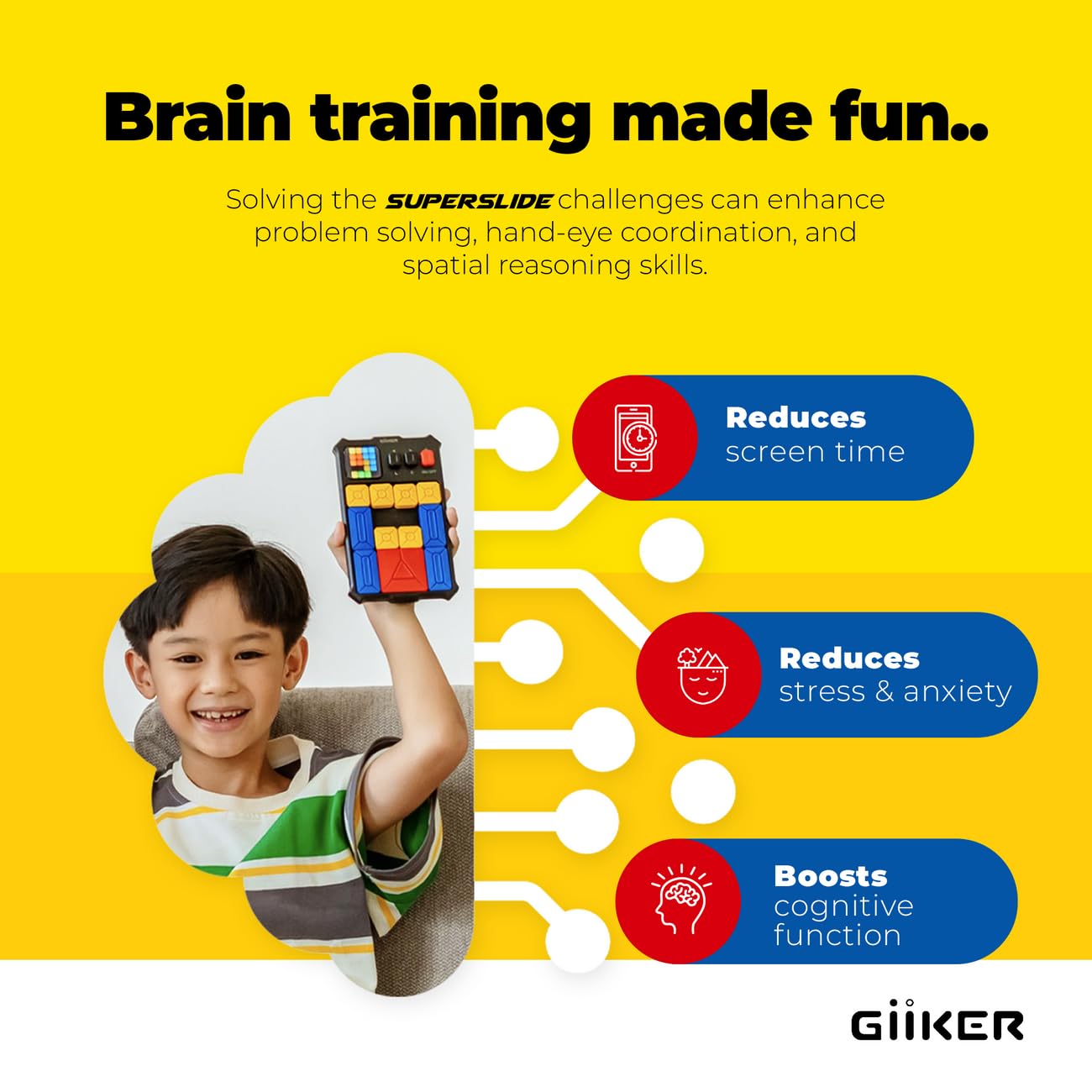 GiiKER Super Slide Puzzle Games, Original 500+ Challenges Brain Teaser Puzzle, Toys for Kids Teens, Travel Games Birthday Gifts Stocking Stuffers for Boys Girls, Activities for Road Trips