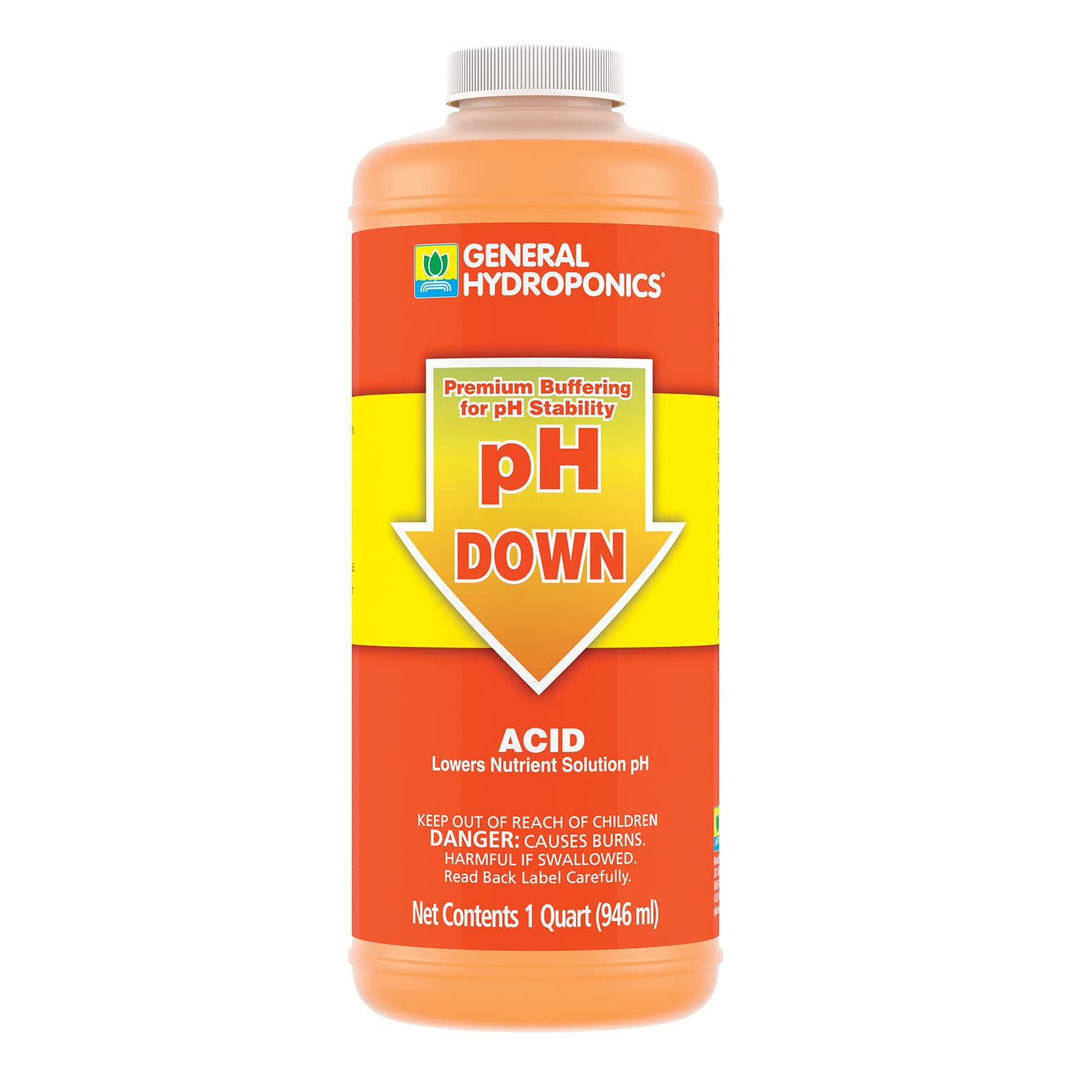 General Hydroponics pH Down Liquid Premium Buffering For pH Stability, Quart