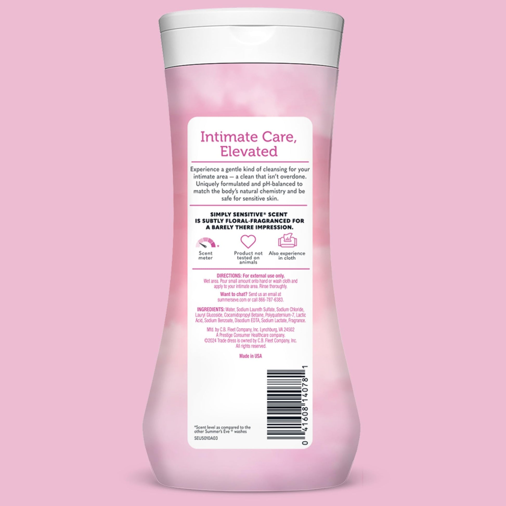 Summer's Eve Simply Sensitive Daily Gentle All Over Feminine Body Wash, Removes Odor, Feminine Wash pH Balanced, 15 fl oz, 3 Pack