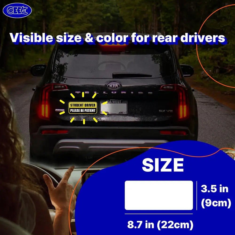 GEEKBEAR Student Driver Car Magnet - Colorful, Reflective, Weather-Resistant - Rectangular 8.7 x 3.5 in (Yellow/Black, 3 Pack)