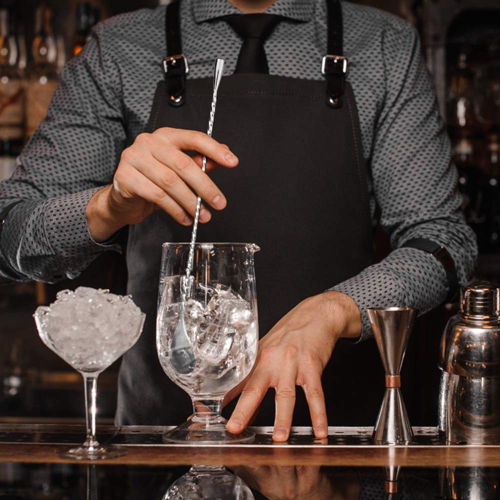 Briout Bar Spoon Cocktail Mixing Stirrers for Drink, Stainless Steel 12 Inches Long Handle, Silver 2 Pieces