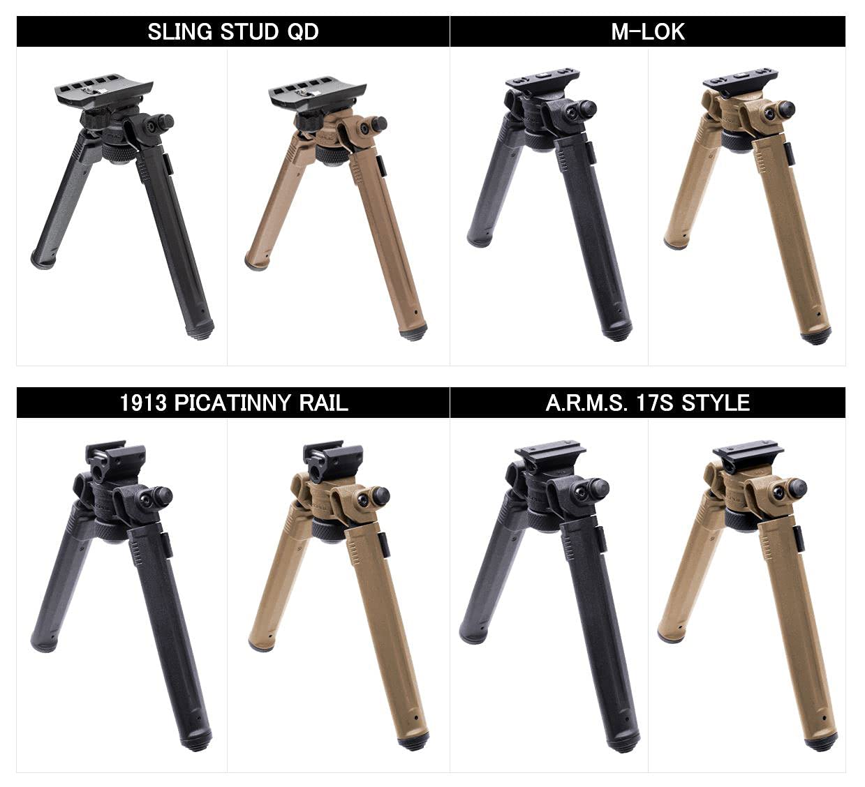 Magpul Rifle Bipod Gun Rest for Hunting and Shooting, M-LOK, Black