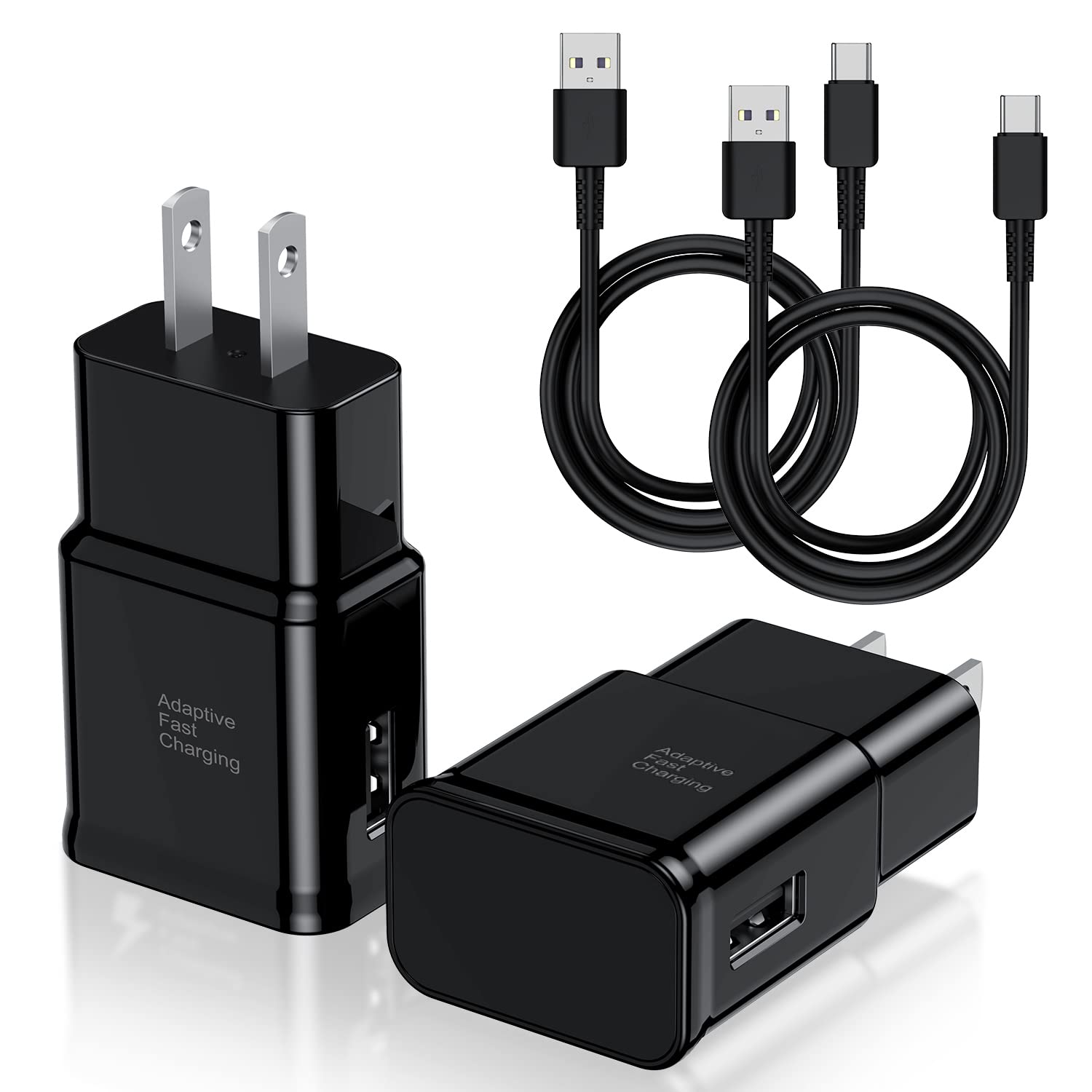 Type C Charger Fast Charging, 2 Pack USB C Android Phone Wall Charger Block & 6ft Charge Cable Cord, for Samsung Galaxy S8 / S9 / S10 Plus Active S10e, S20 / S21 Ultra Plus, Note 8 9 10, Pixel 3 etc