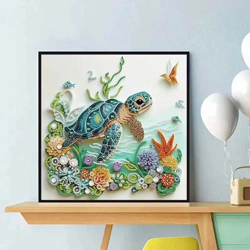 ZQEATRY Sea Turtle Animal Special Shape Diamond Art Kits for Adults,5D Diamond Painting Kits for Beginner,DIY Diamond Crystal Rhinestones Painting Kits for Home Wall Decor Gift 11.8 X 11.8inch